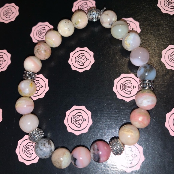 🪬2/$20🪬 ✋🏼Made Nat 8mm Rhodochrosite & Nat 8mm Pink Opal Stone Bracelet - Picture 14 of 16